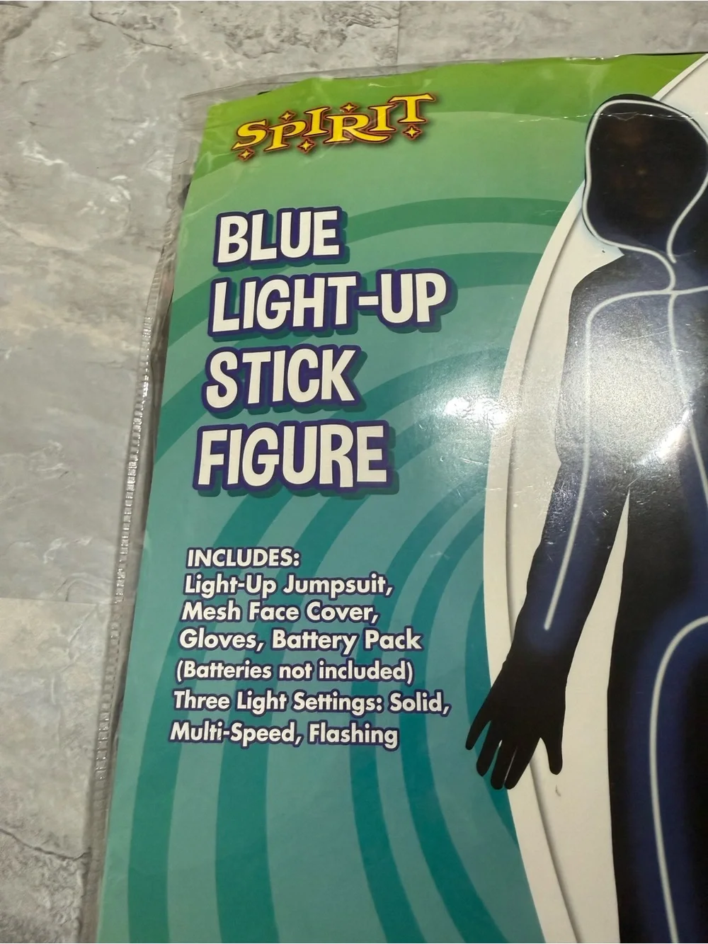 Spirit Halloween Child Blue Light-Up Stick Figure Costume - Size Medium 8-10